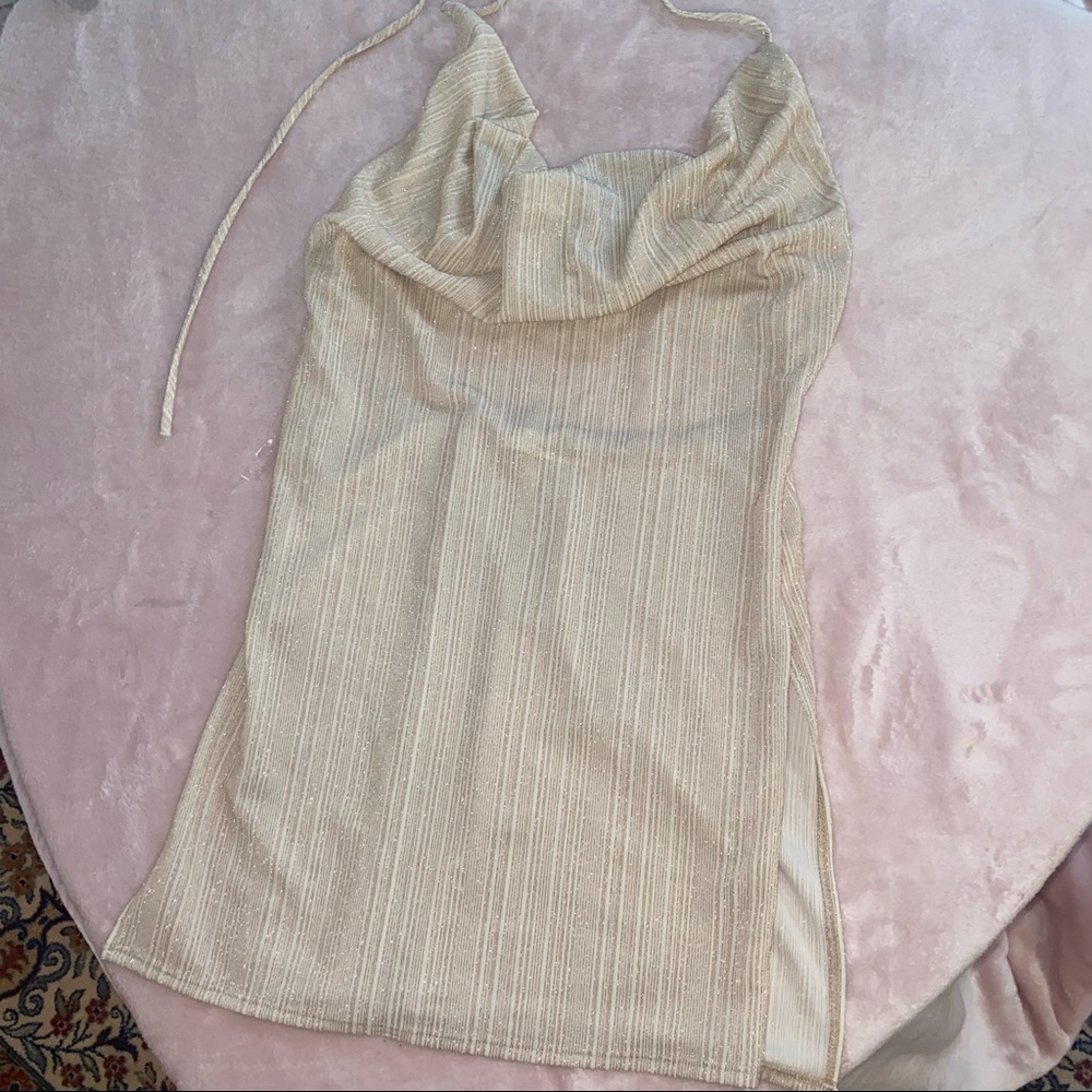 Cream Slit Meni Dress with open back